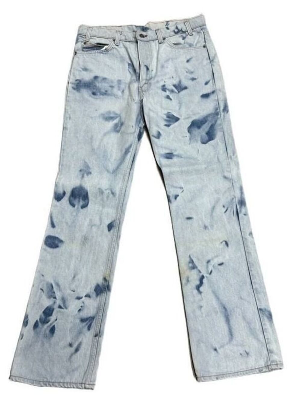 Vintage Levi's 517 Orange Tab Tie Dye Bleached Bootcut Jeans W36 L34 Made in USA